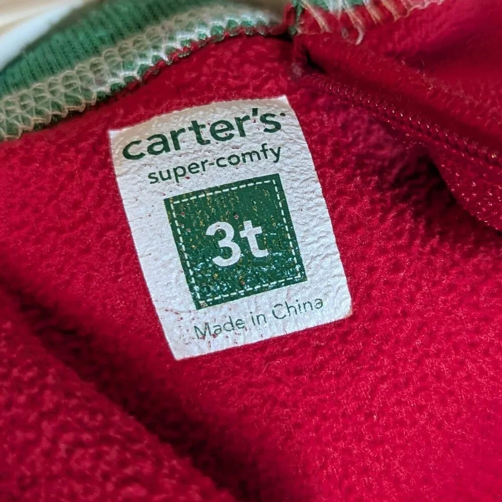 Carter's Christmas/Holiday Fleece Footed Pajamas w/Polar Bear Accent Size 3T
